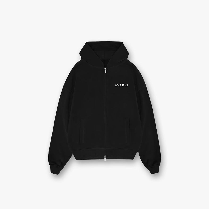 AVARRI ESSENTIAL ZIP UP HOODIE JET BLACK
