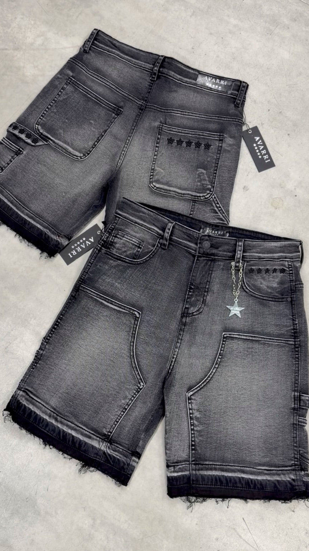 BELVET Star logo rigid Denim Jorts ブラックM Star logo rigid Denim
