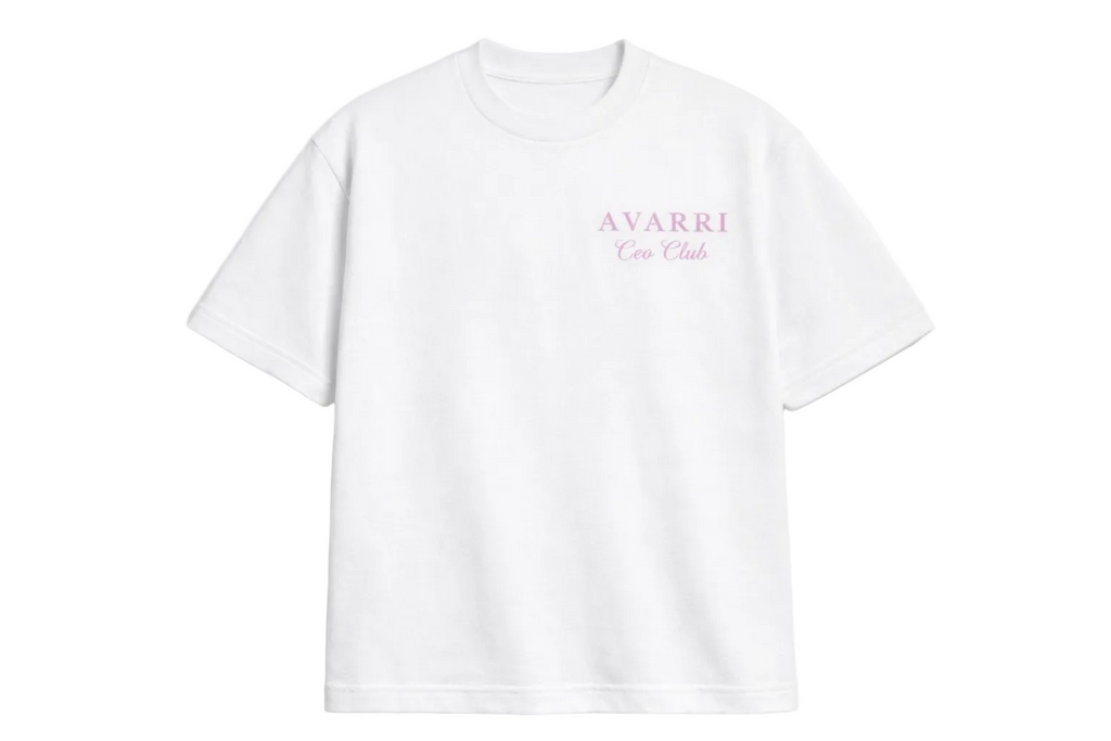 AVARRI CEO CLUB TEE WHITE BABY PINK PRINT