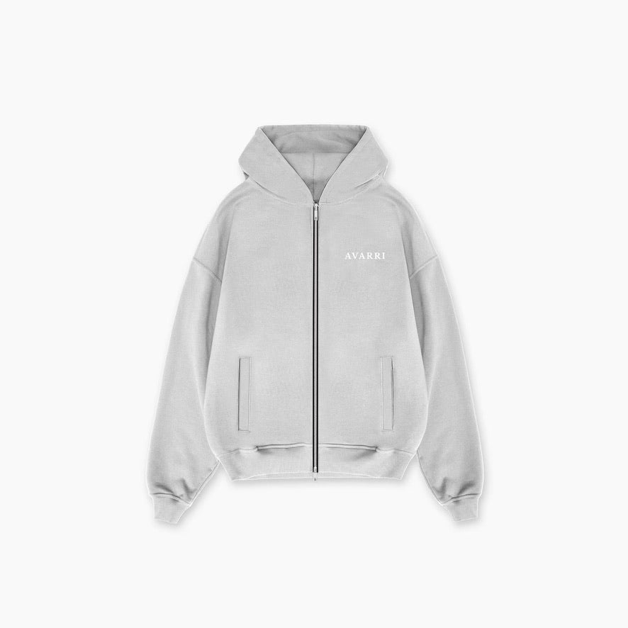 AVARRI ESSENTIAL ZIP UP HOODIE MARL GREY