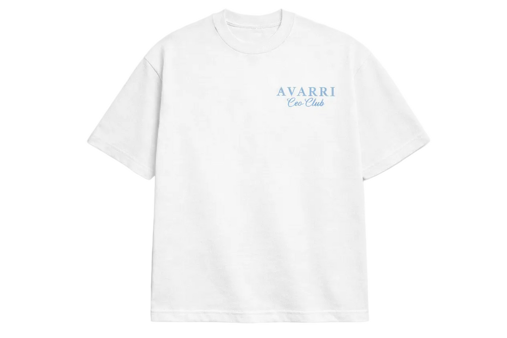AVARRI CEO CLUB WHITE TEE BABY BLUE PRINT