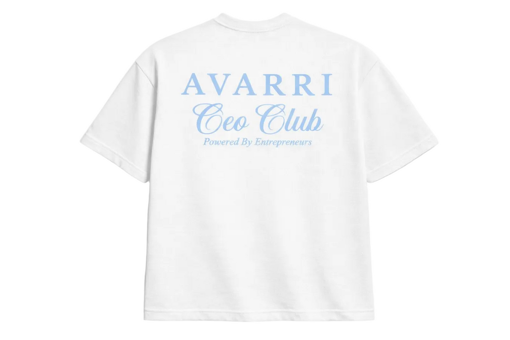 AVARRI CEO CLUB WHITE TEE BABY BLUE PRINT