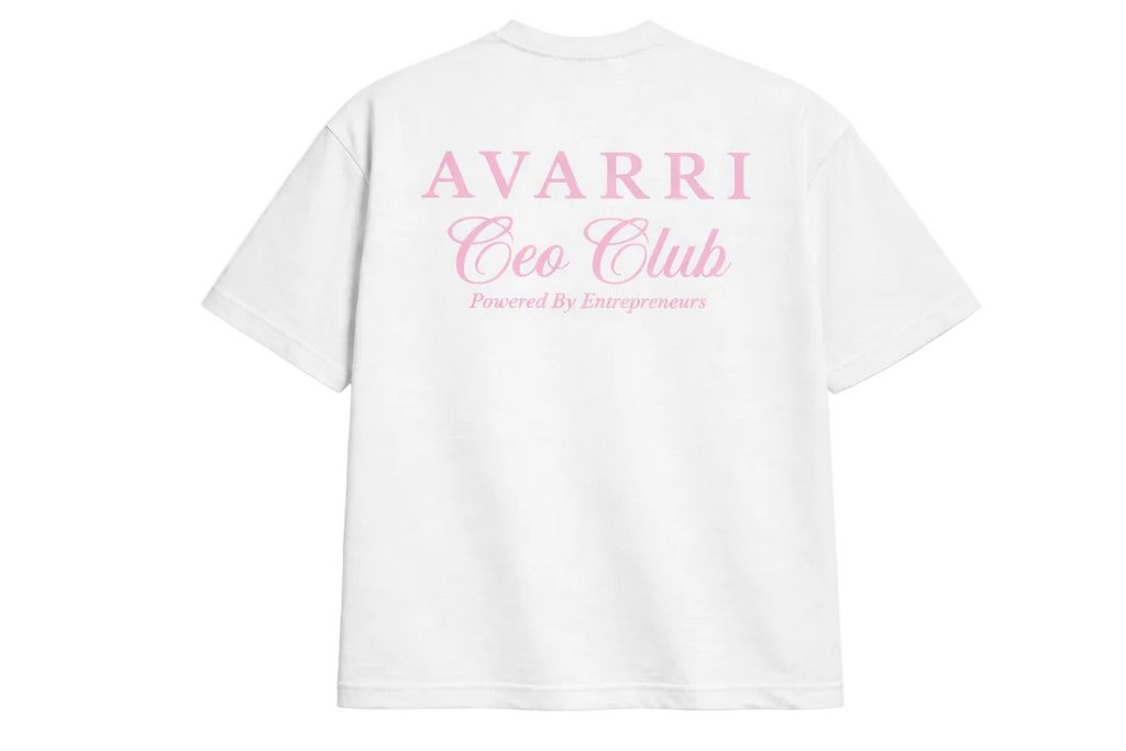 AVARRI CEO CLUB TEE WHITE BABY PINK PRINT