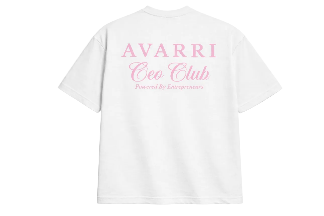 AVARRI CEO CLUB TEE WHITE BABY PINK PRINT
