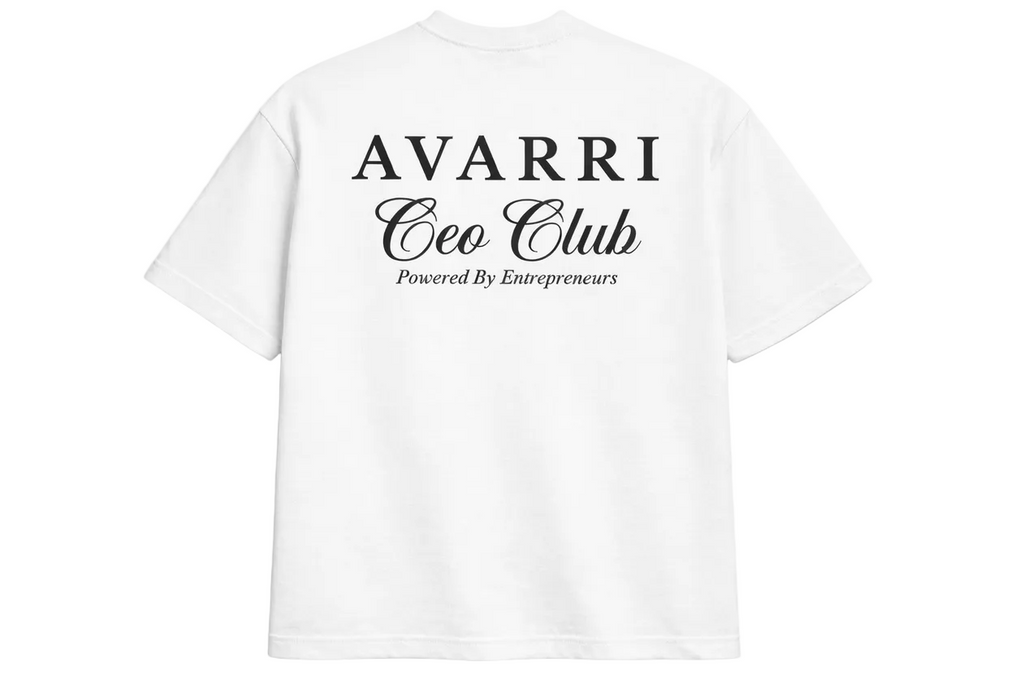 AVARRI CEO CLUB WHITE TEE BLACK PRINT