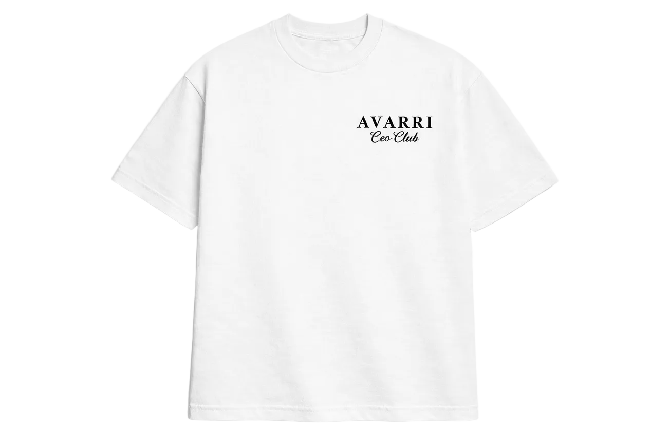 AVARRI CEO CLUB WHITE TEE BLACK PRINT