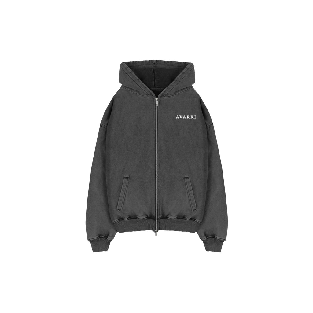AVARRI ACID GREY ZIP UP HOODIE