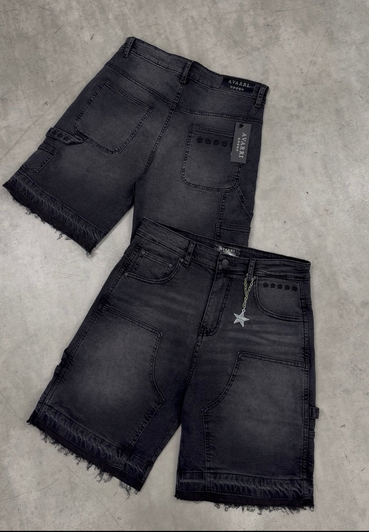 STAR DENIM JORTS - WASHED BLACK